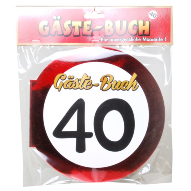 Udo Schmidt Gäste Buch 40 rund Verkehrsschild aus Pappe originelles Gästebuch für den 40. Geburtstag